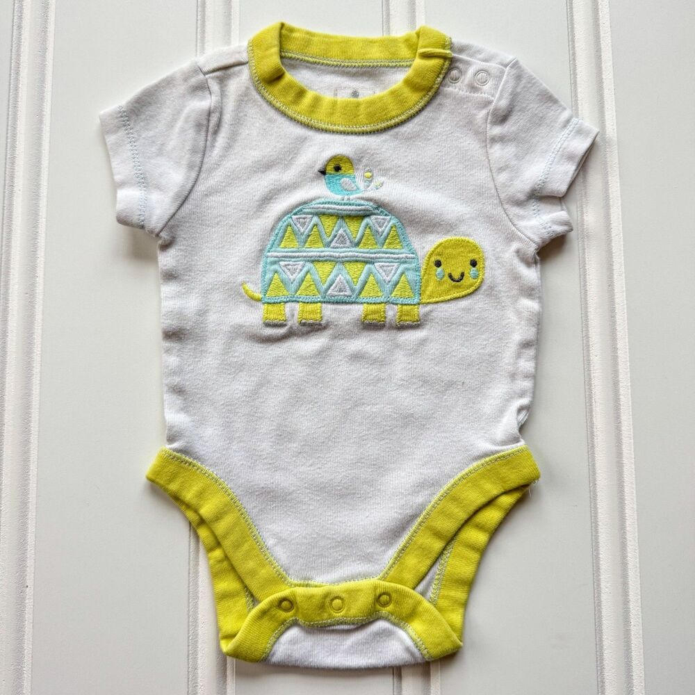 4/$10 - Vintage Old Navy Turtle and Bird Cotton Onesie Bodysuit 0-3 Months